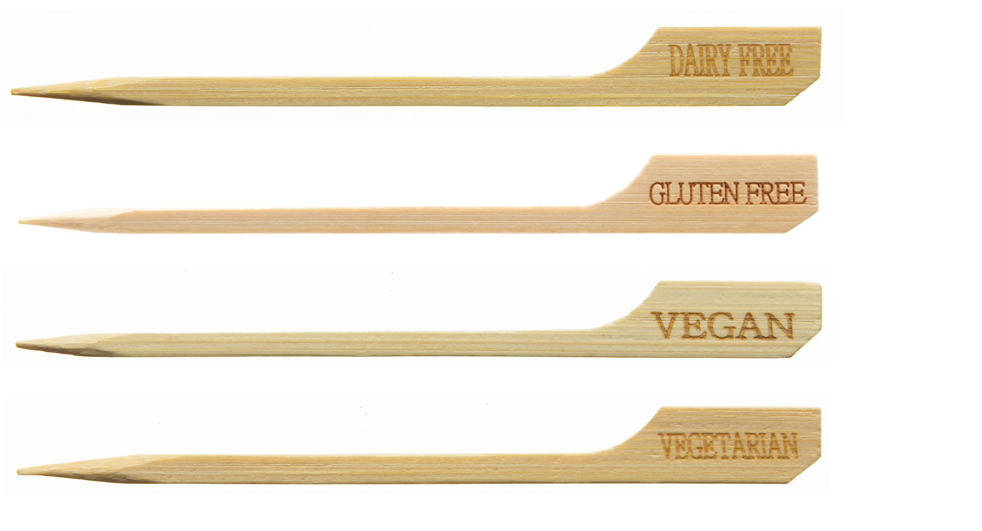 250 x Printed Wooden Food Marker Skewers