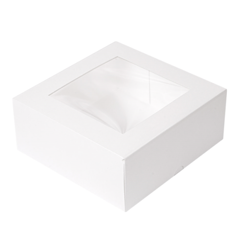 50 x Square 6 x 6 x 3" White Windowed Cake Boxes 