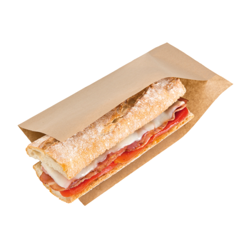 100 x Kraft Brown 2 Sides Open 25cm Long Greaseproof Paper Hotdog Bags