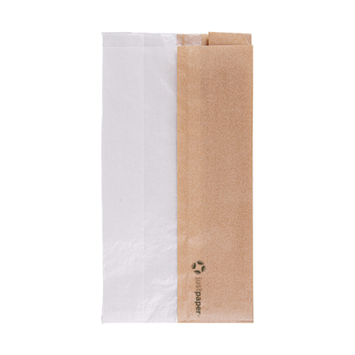 250 x Compostable Paper Bags With Glassine Corner Window - 14 x 26 x 8cm