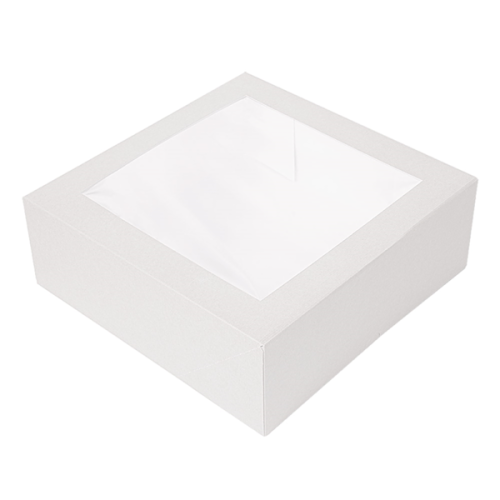 50 x Square 12 x 12 x 3" White Windowed Cake Boxes 