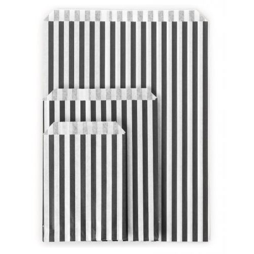 1000 x Black Striped 7" x 9" Paper Counter Bags
