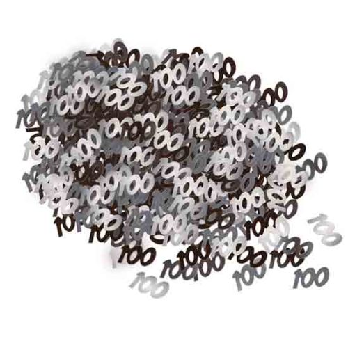 100th Black And Silver Table Confetti