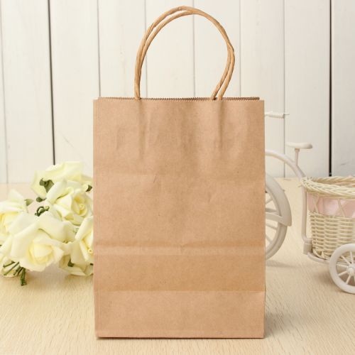 (20 Pack) 180 x 230 x 80mm Kraft Brown Twist Handle Paper Carrier Bags