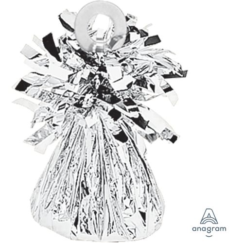 Silver Metallic Foil Cone Balloon Weight