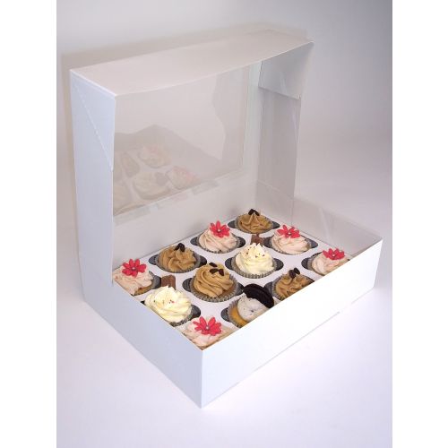 10 x Windowed 12 Cupcake Boxes With Inserts
