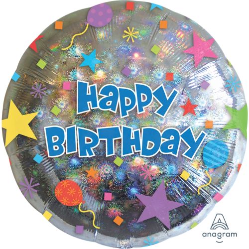 Happy Birthday Confetti Holographic Foil Balloon