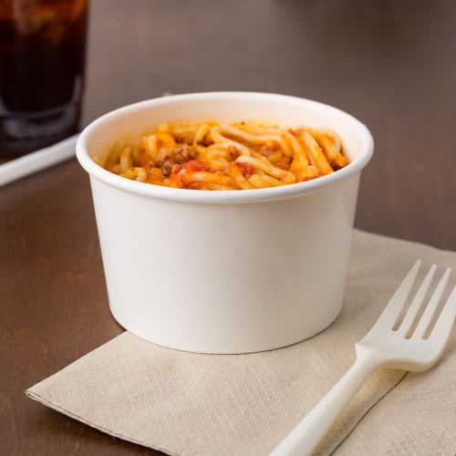 500 x 8oz Heavy Duty White Paper Soup Tubs