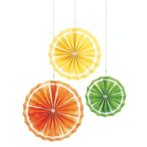 3 x Lemon, Lime & Orange Tissue Fans 