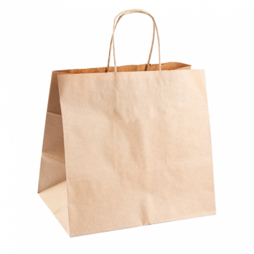 250 x Wide Base 260+170x240mm Brown Twist Handle Paper Carrier Bags