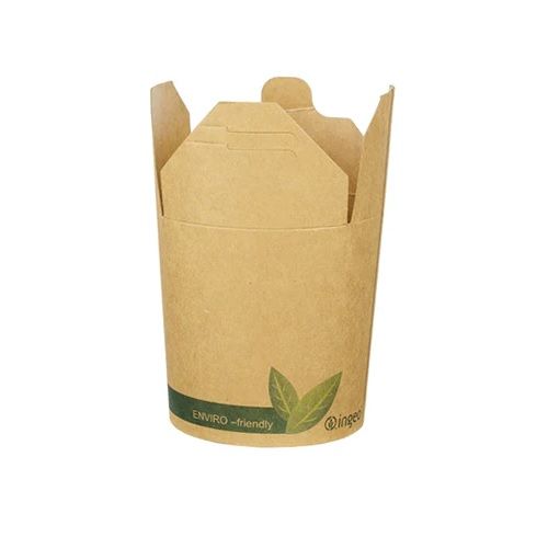 500 x 16oz Kraft Brown Compostable Noodle Pails