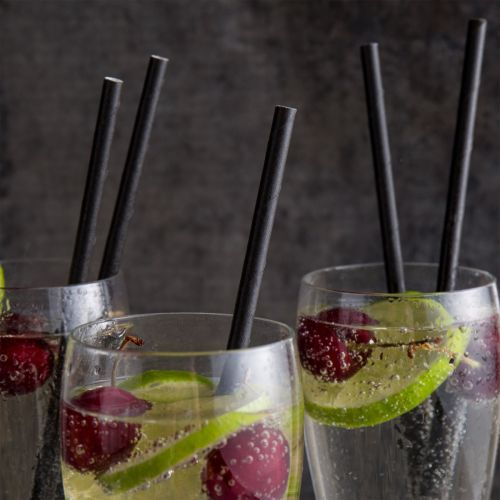 250 x Black Paper Drinking Straws