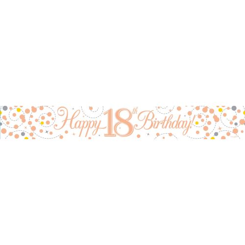 Rose Gold Sparkling Fizz Age 18 Foil Banner