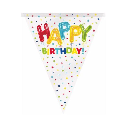 Happy Balloon Birthday Plastic Flag Bunting 