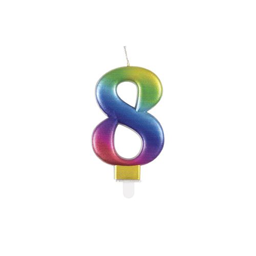 Metallic Rainbow Ombre Number Candle