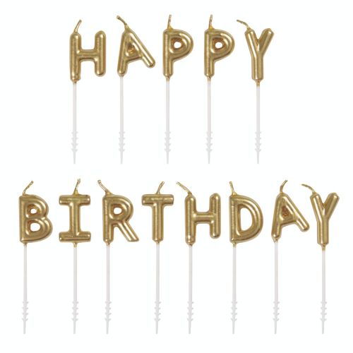 Gold Happy Birthday Candle Picks 