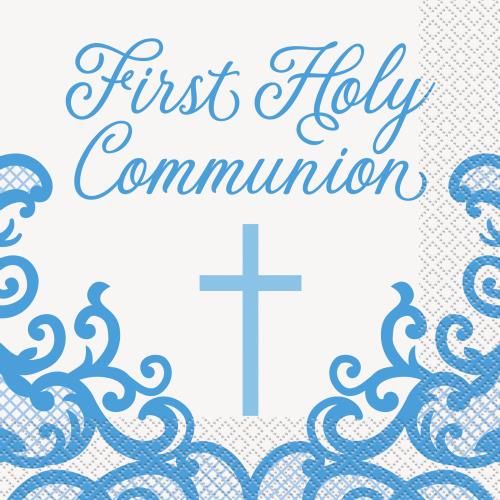 16 x Fancy Blue Cross Communion Napkin