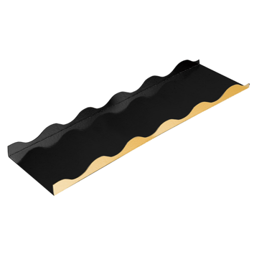 50 x Long Black/Gold 2 Sided Swiss Roll Wavy U Cards - 30 x 10cm