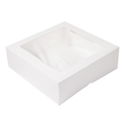 50 x Square 12.5 x 12.5 x 4" White Windowed Cake Boxes 