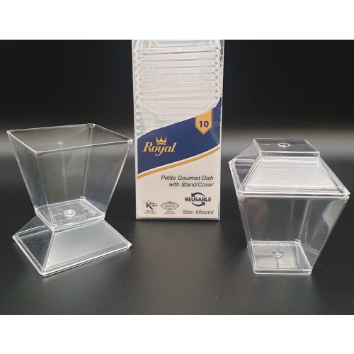 10 x 60ml Mini Square Dessert Pot And Lid