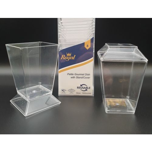 8 x 160ml Square Dessert Cup With Cover