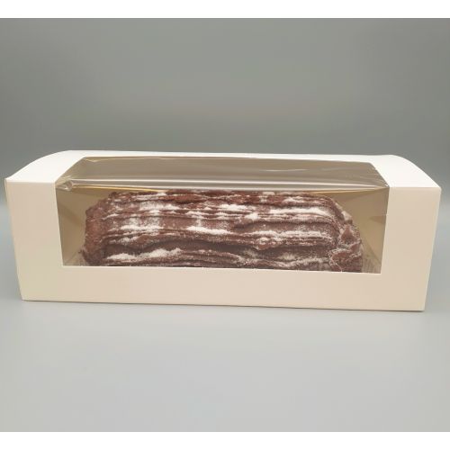 50 x 10" Long White Rectangular Window Box For Swiss Rolls