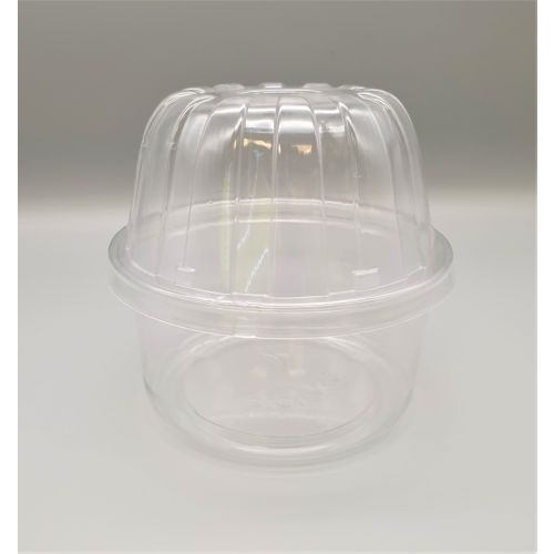 50 x Clear 12oz Plastic Ice Cream Pots With Dome Lids
