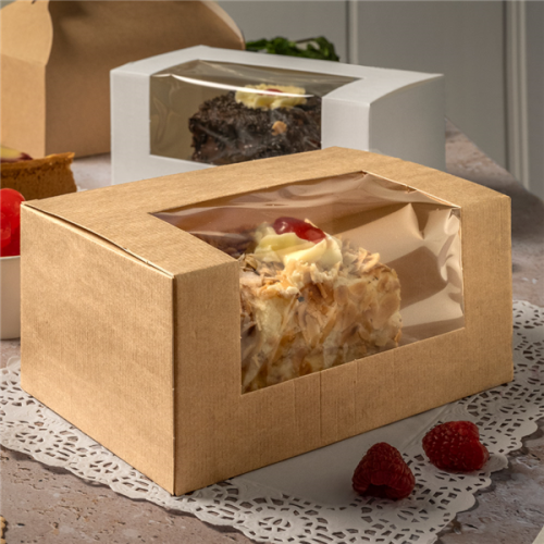 Windowed Rectangular Cake Box - Multiple Colours Available