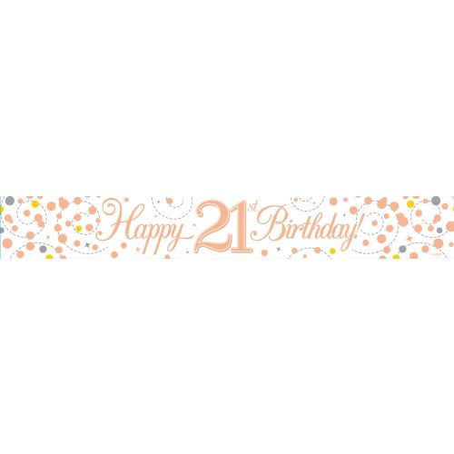 Rose Gold Sparkling Fizz Age 21 Foil Banner