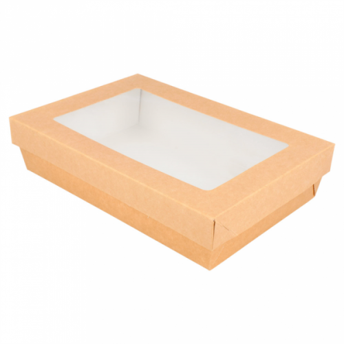 50 x Rectangular Kraft Brown Kray Food Boxes And Lids