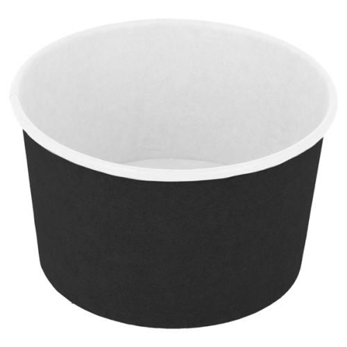 50 x Black Paper Ice Cream Tubs - 8oz/240ml
