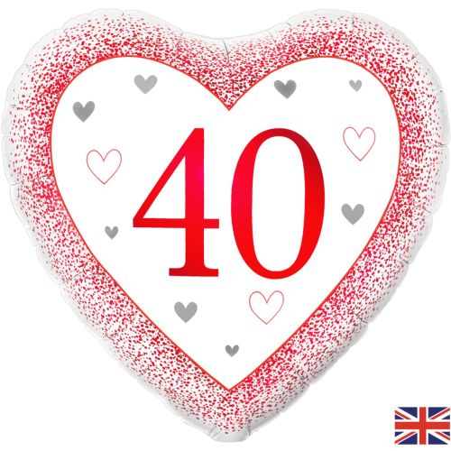 Ruby 40th Anniversary Heart Standard Foil Balloon