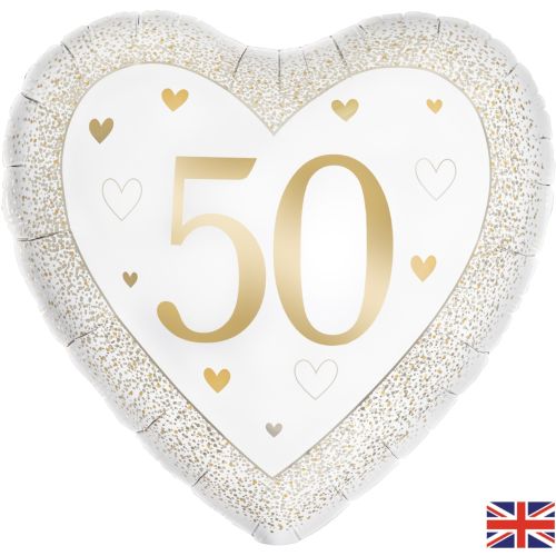 Gold 50th Anniversary Heart Foil Balloon