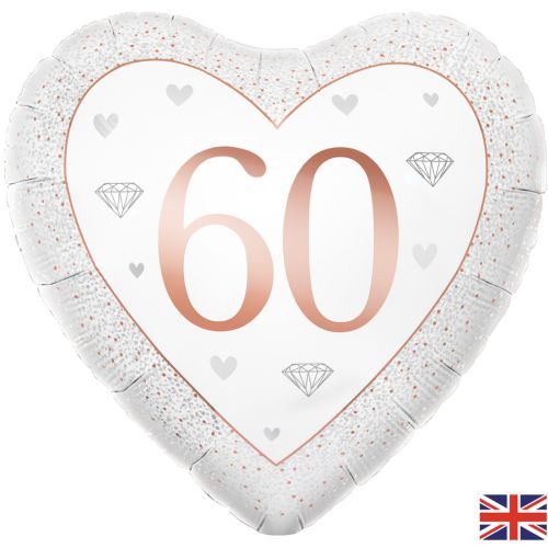 Rose Gold 60th Anniversary Heart Foil Balloon