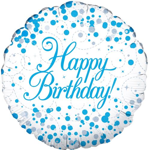 Blue Sparkling Fizz Happy Birthday Foil Balloon