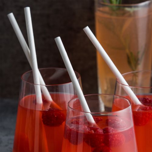 250 x Wrapped White Paper Drinking Straws