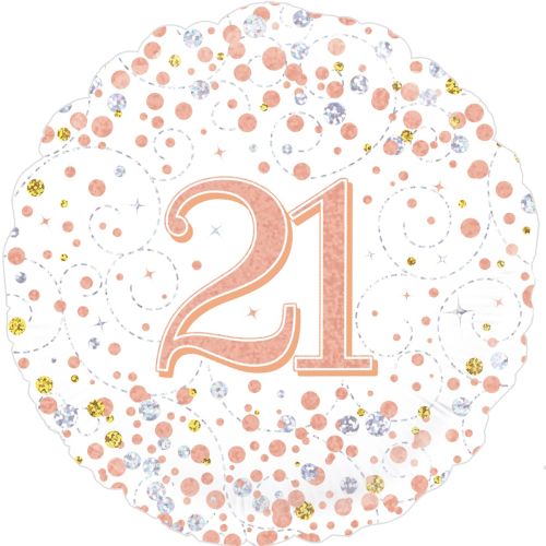 Rose Gold Sparkling Fizz Age 21 Foil Balloon