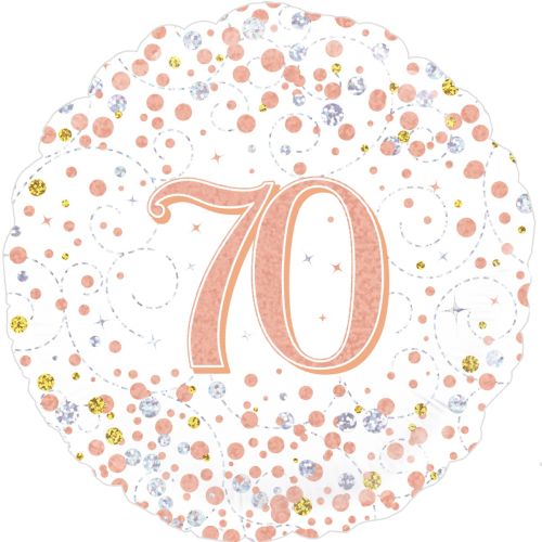 Rose Gold Sparkling Fizz Age 70 Foil Balloon