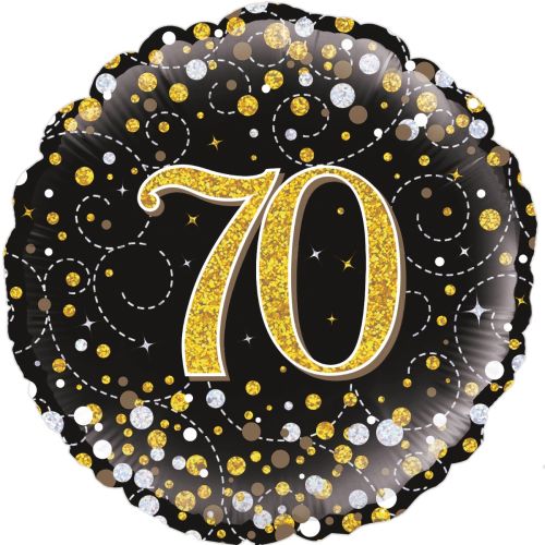 Black & Gold Sparkling Fizz 70th Foil Balloon
