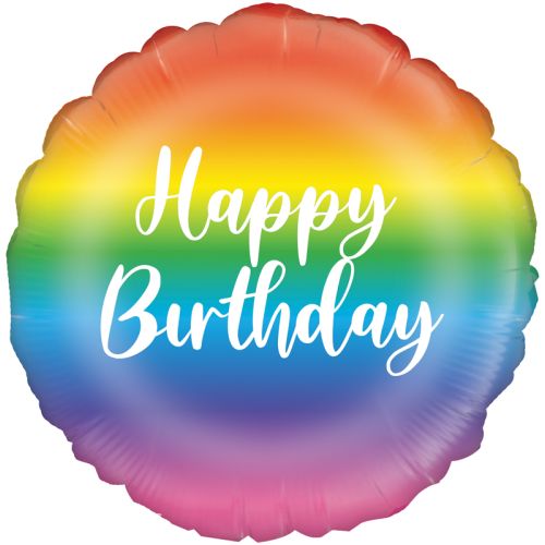 Rainbow Script Happy Birthday Foil Balloon