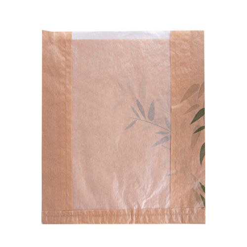 250 x Compostable Gusseted Film Fronted Paper Bread Bags - 26 x 4 x 30cm