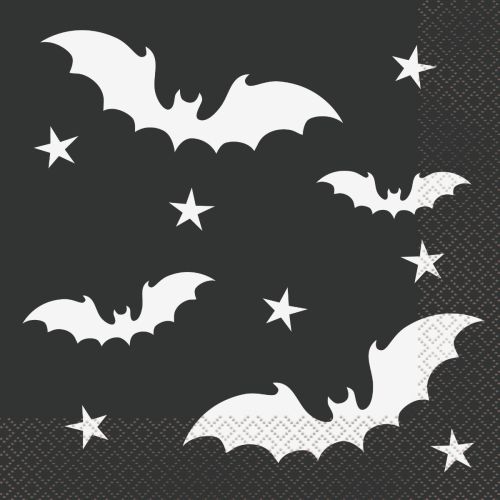 20 x Black & White Bat Lunch Napkins