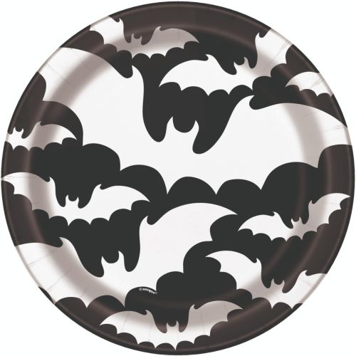 8 x Black & White Bat 9" Plate 