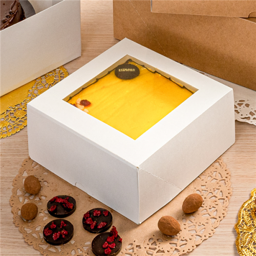 50 x Square White Windowed Cake Boxes - Various Sizes