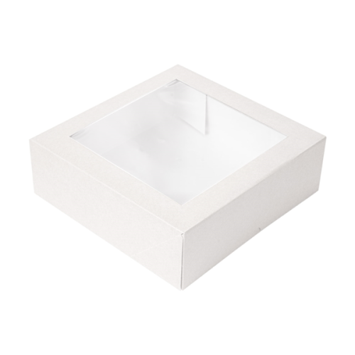 50 x Square 9 x 9 x 3" White Windowed Cake Boxes