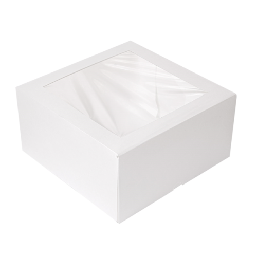 50 x Square 9.5 x 9.5 x 4.5" White Windowed Cake Boxes