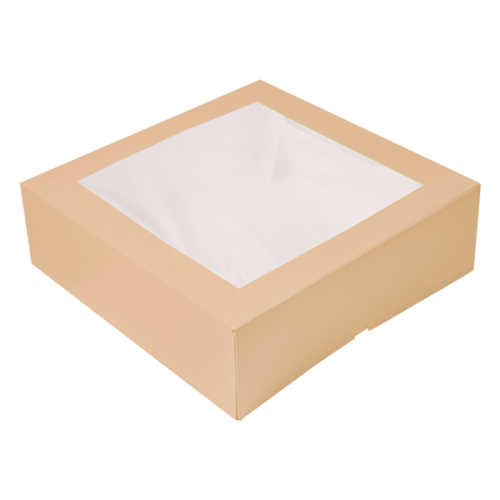 50 x Square 12 x 12 x 4" Kraft Brown Windowed Cake Boxes