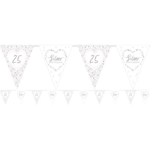 Silver Anniversary Foil Stamped Paper Bunting