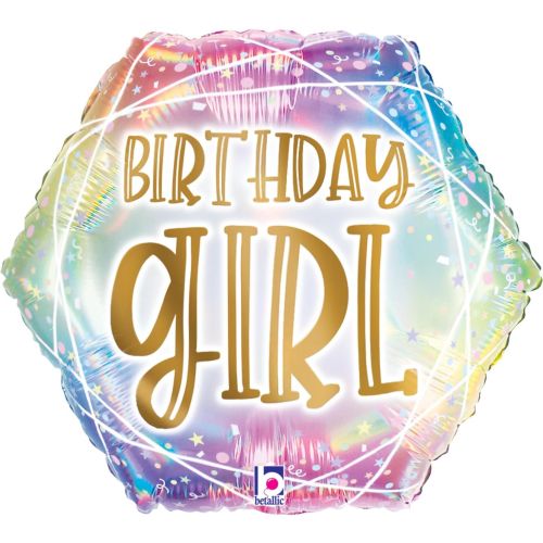 Opal Pastel Geo Birthday Girl Standard Foil Balloon