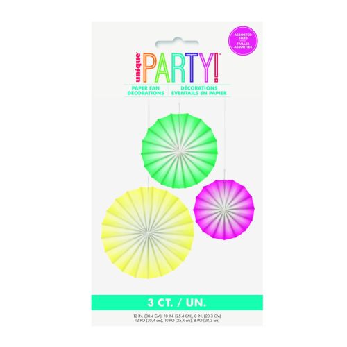 Pink, Green And Yellow Paper Fan Decorations